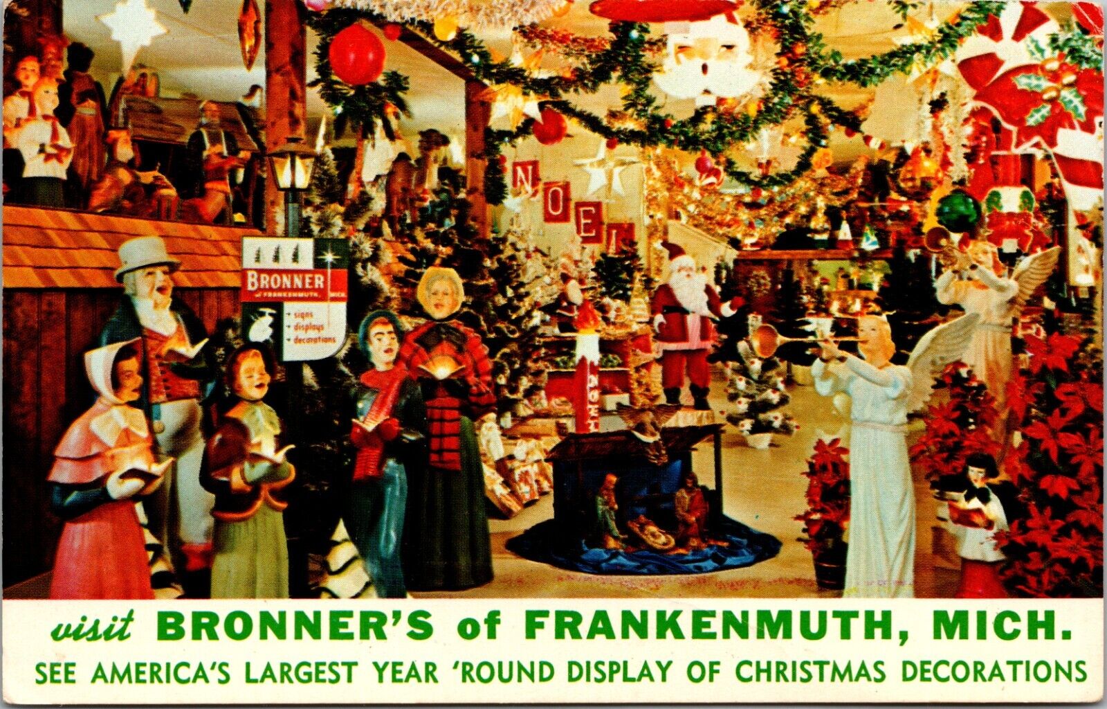Frankenmuth MI- Michigan, Bronner\'s Of Frankenmuth, Christmas, Chrome Postcard