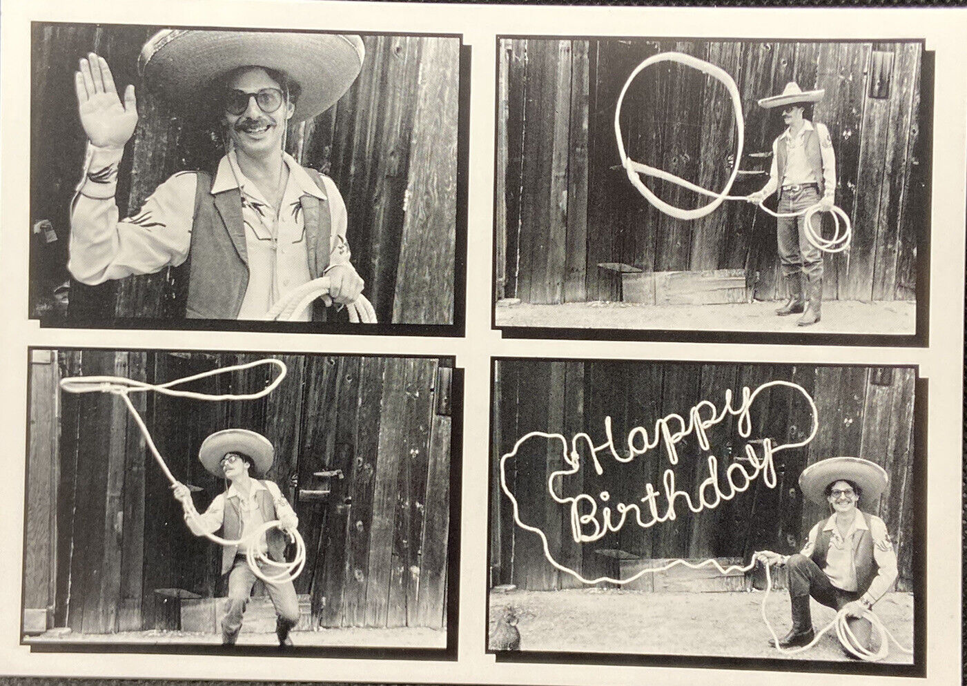 Birthday Card- Happy Birthday  - Cowboy With Lasso - Funny Vintage Postcard