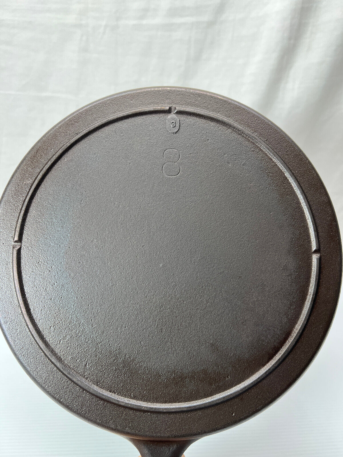 LODGE CAST IRON SKILLET EARLY #8 TAB WITH HEAT RING FULLY RESTORED SITS FLAT