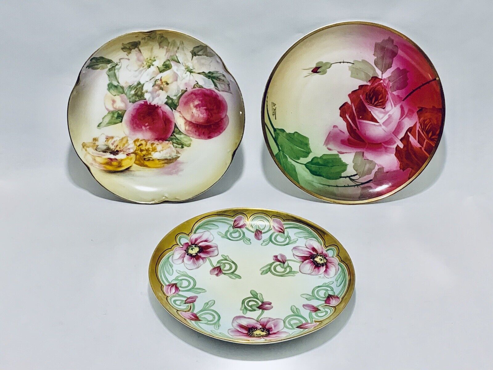 Stunning Vintage Stouffer & Two Bavaria Fine Decorated Plate, Signed & Gold Rim