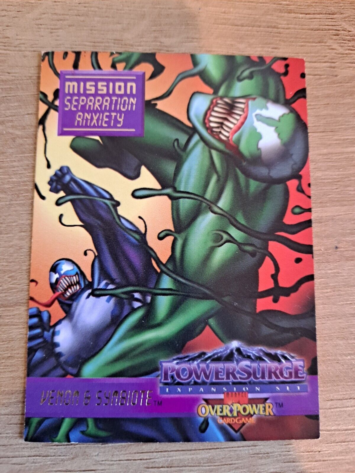 1995 MARVEL OVERPOWER POWERSURGE SEPERATION ANXIETY MISSION CARD #5 VENOM