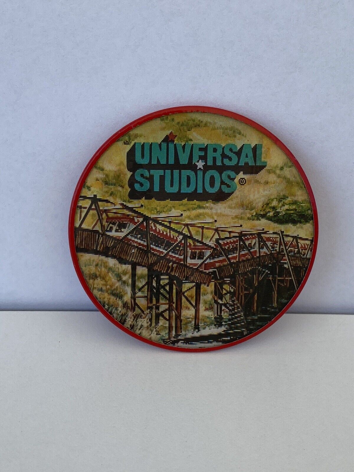 Vintage Universal Studios Holographic Pin-back Button Made In Japan 2-3/8”