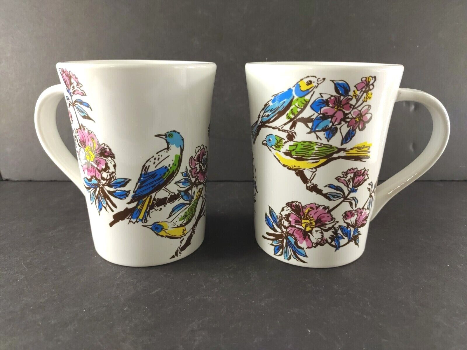Birdsong Room Creative Signature Coffee Cup Mug Birds Flowers lot of 2