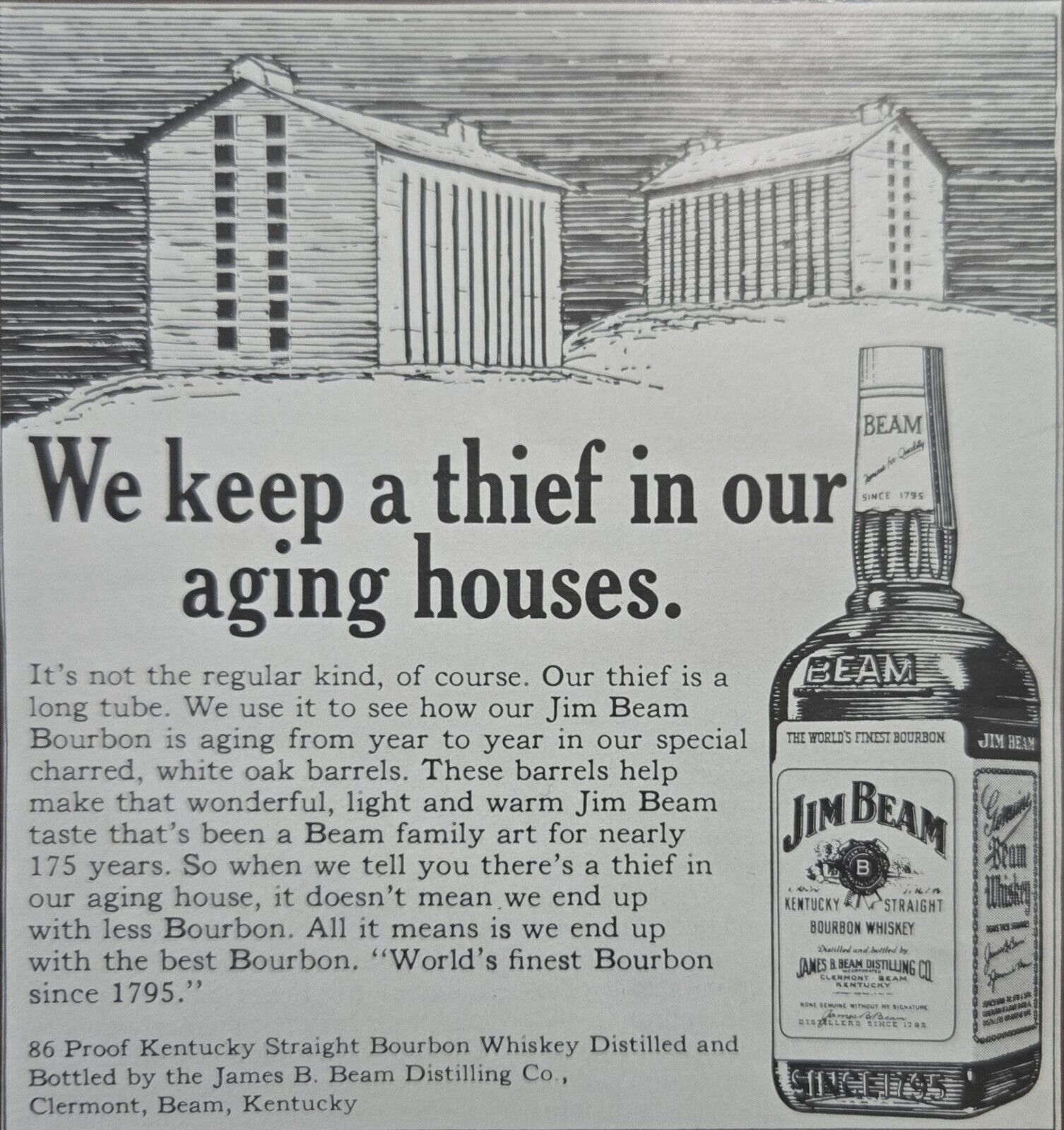 1969 Jim Beam Bourbon Ad - A Thief in Our Aging Houses