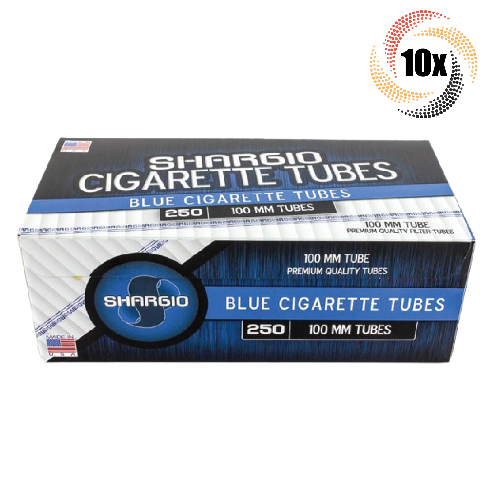 10x Boxes Shargio Blue Light 100MM 100\'s ( 2,500 Tubes ) Cigarette Tobacco RYO