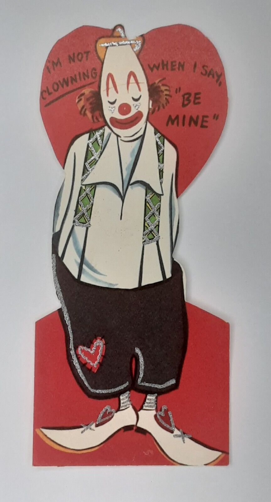 Valentine Card Circus Clown I\'m Not Clowning When I Say Be Mine 1940s