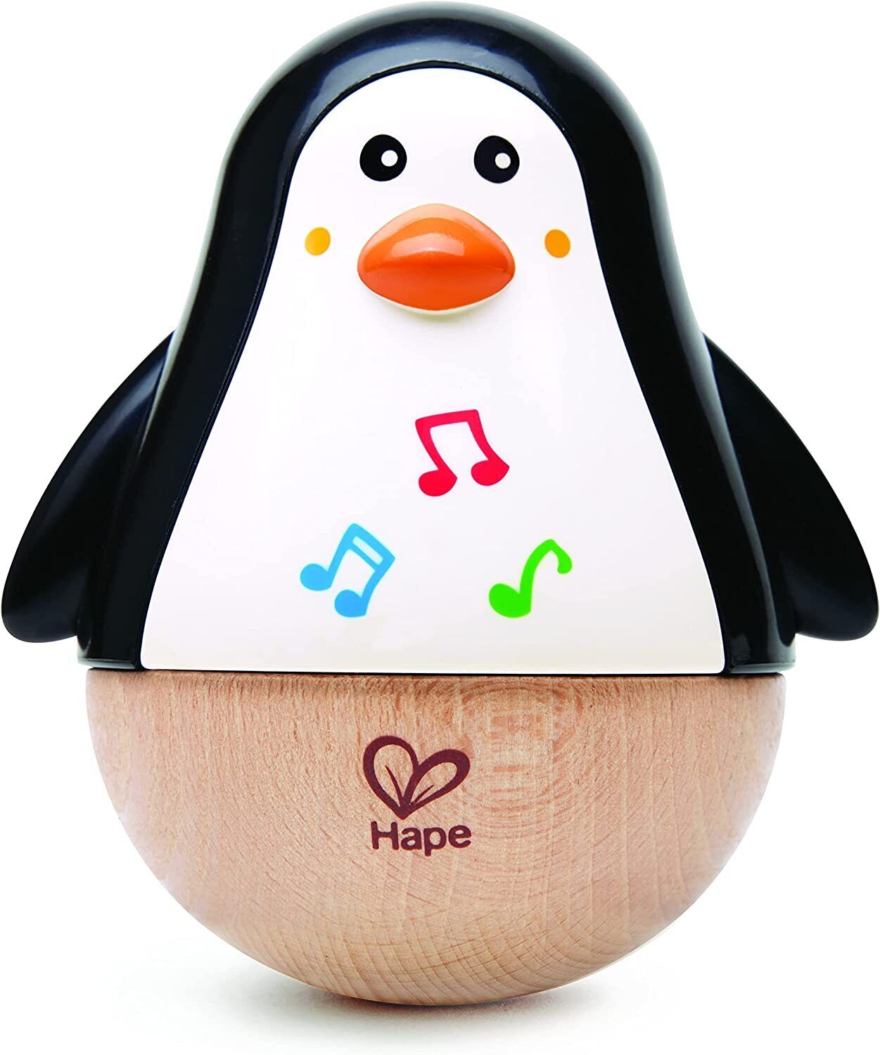 Hape Penguin Musical Wobbler Colorful Wobbling Melody Penguin, Black