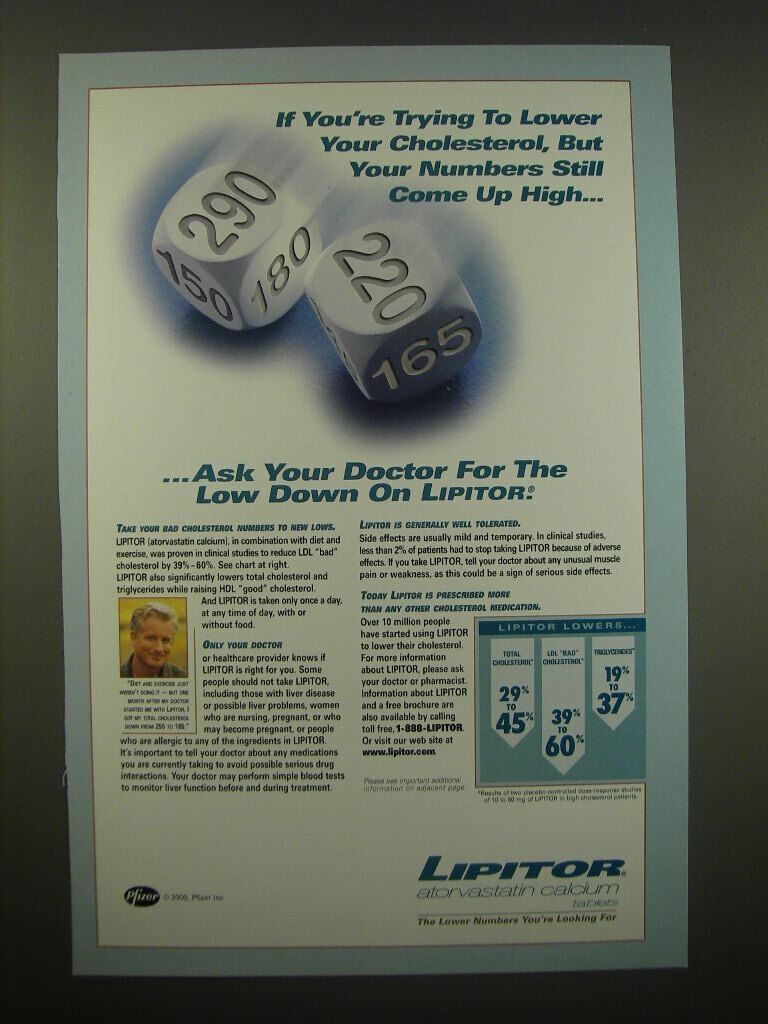 2000 Pfizer Lipitor Ad - If you're trying to lower your cholesterol