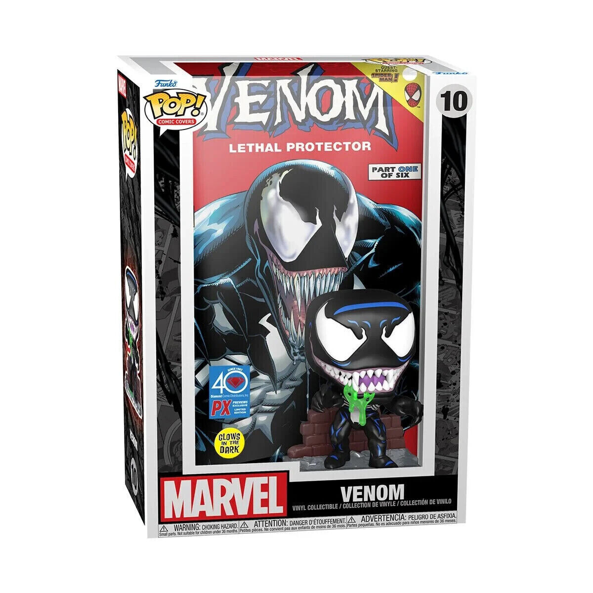 Marvel Venom Glow-in-the-Dark Pop Lethal Protector Comic Cover Vinyl Figure