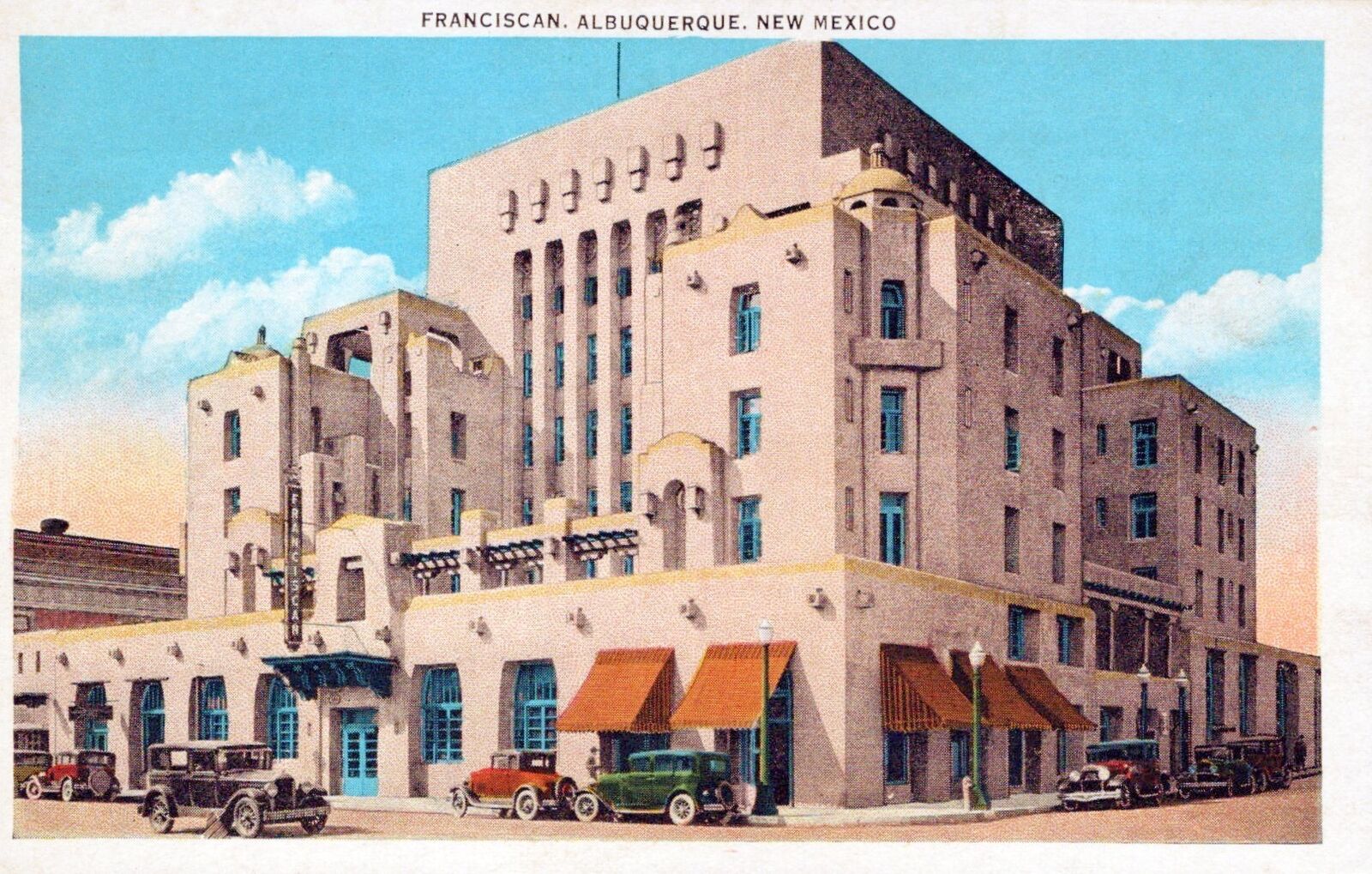 VINTAGE POSTCARD THE FRANCISCAN (HOTEL) ALBUQUERQUE NEW MEXICO c. 1930