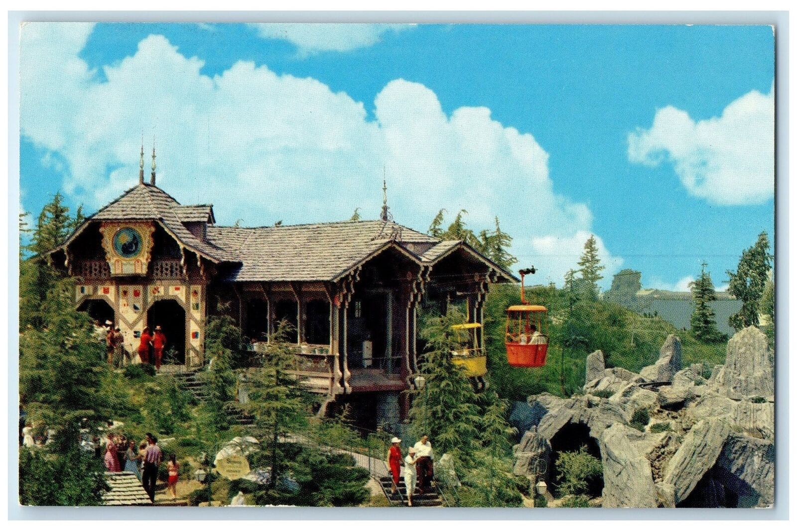 c1960's Skyride The Swiss Chalet Stands On A Hill Anaheim California CA Postcard