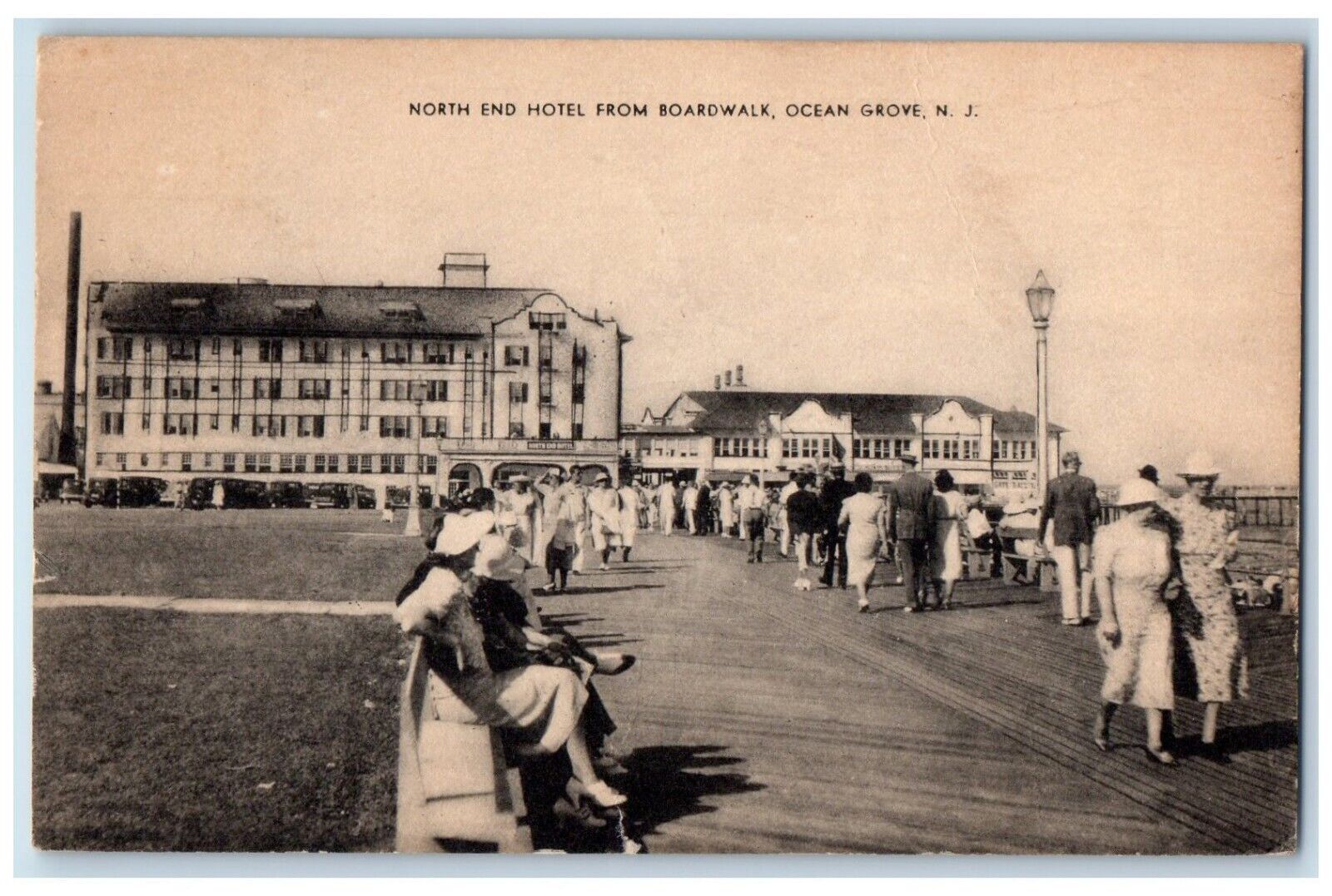 1945 North End Hotel from Boardwalk Ocean Grove New Jersey NJ Vintage Postcard