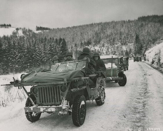 The Versatile Jeep WW 2 wounded soldiers in their makeshift Jeep ambulance
