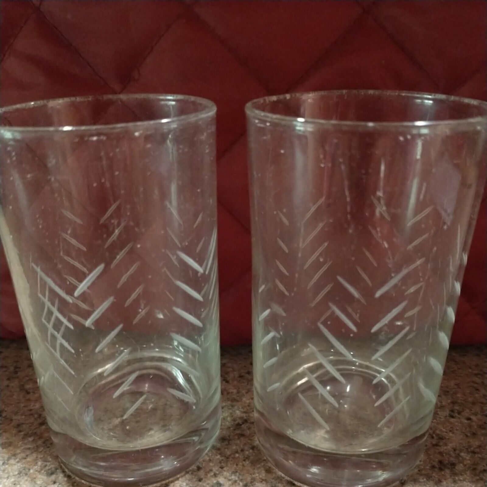 Javits Rain Pattern 1950's Cut Glass-Juice/Shot Glasses- (pair) 2