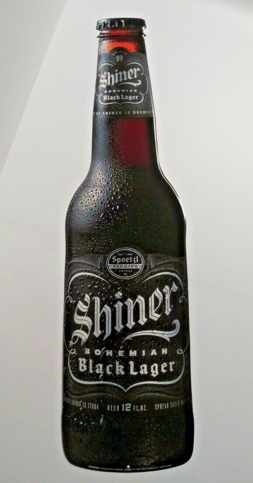 Shiner Black Lager Beer Tin Advertising Sign Spoetzl Brewery TX 31.5\