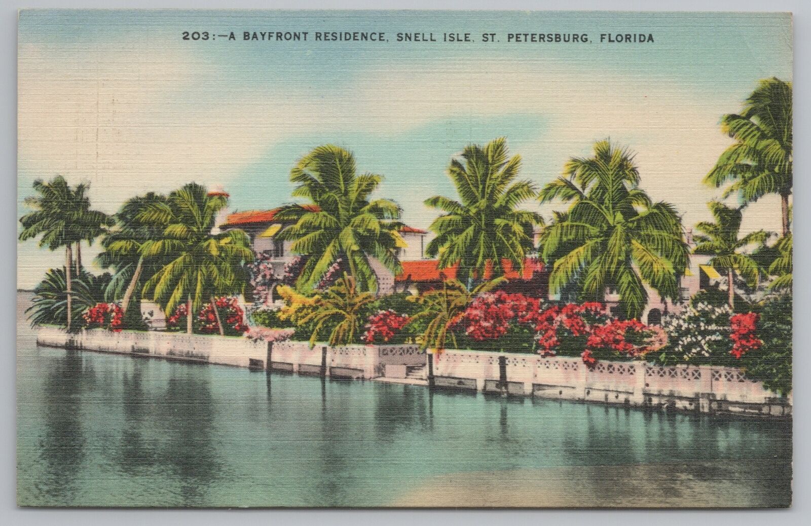 St Petersburg Florida~Bayfront Residence Snell Isle~Vintage Postcard