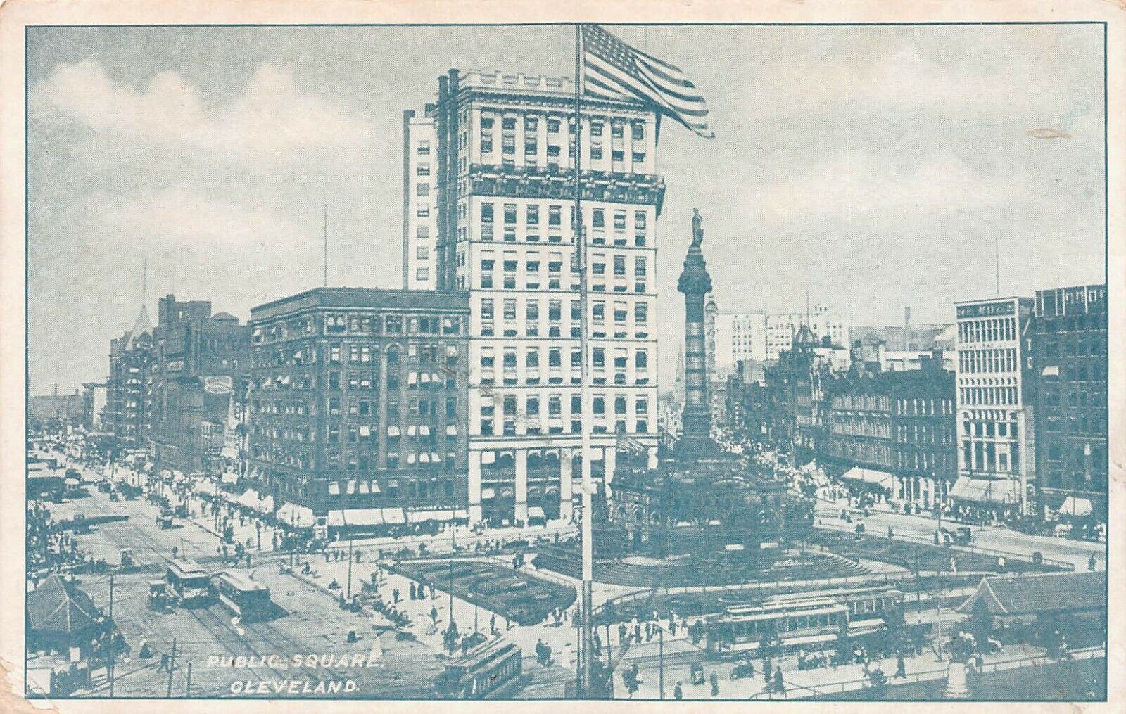 Public Square, Cleveland, Ohio, Early Postcard, Used in 1909