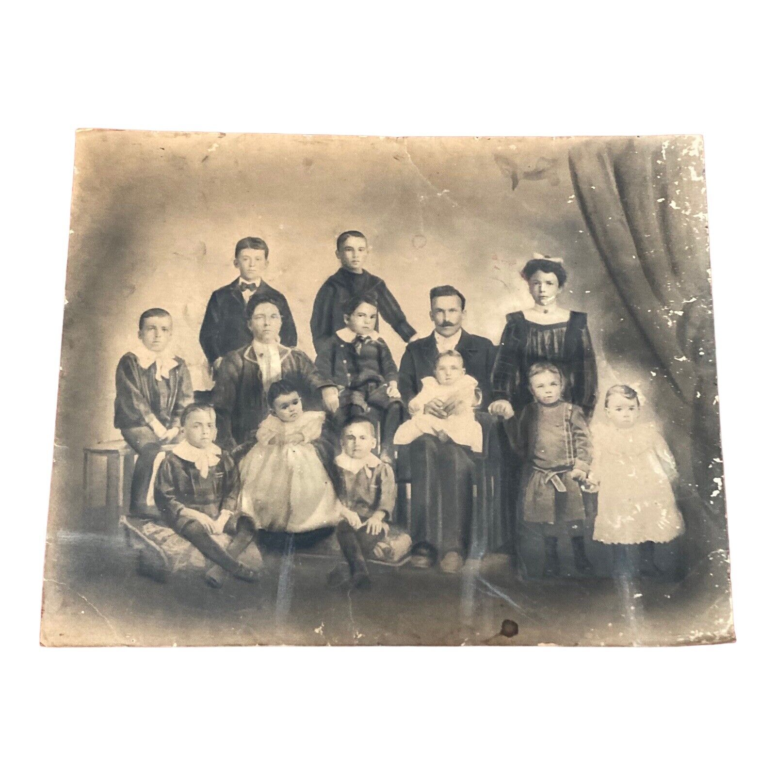 Victorian Family Photo 16x20 Children German? Creepy Antique 1890s 