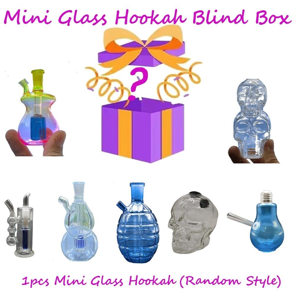 Blind Box 1pc Mini Glass Bong Smoking Hookah Hand Pipe Shisha Bongs W/ 10mm Bowl