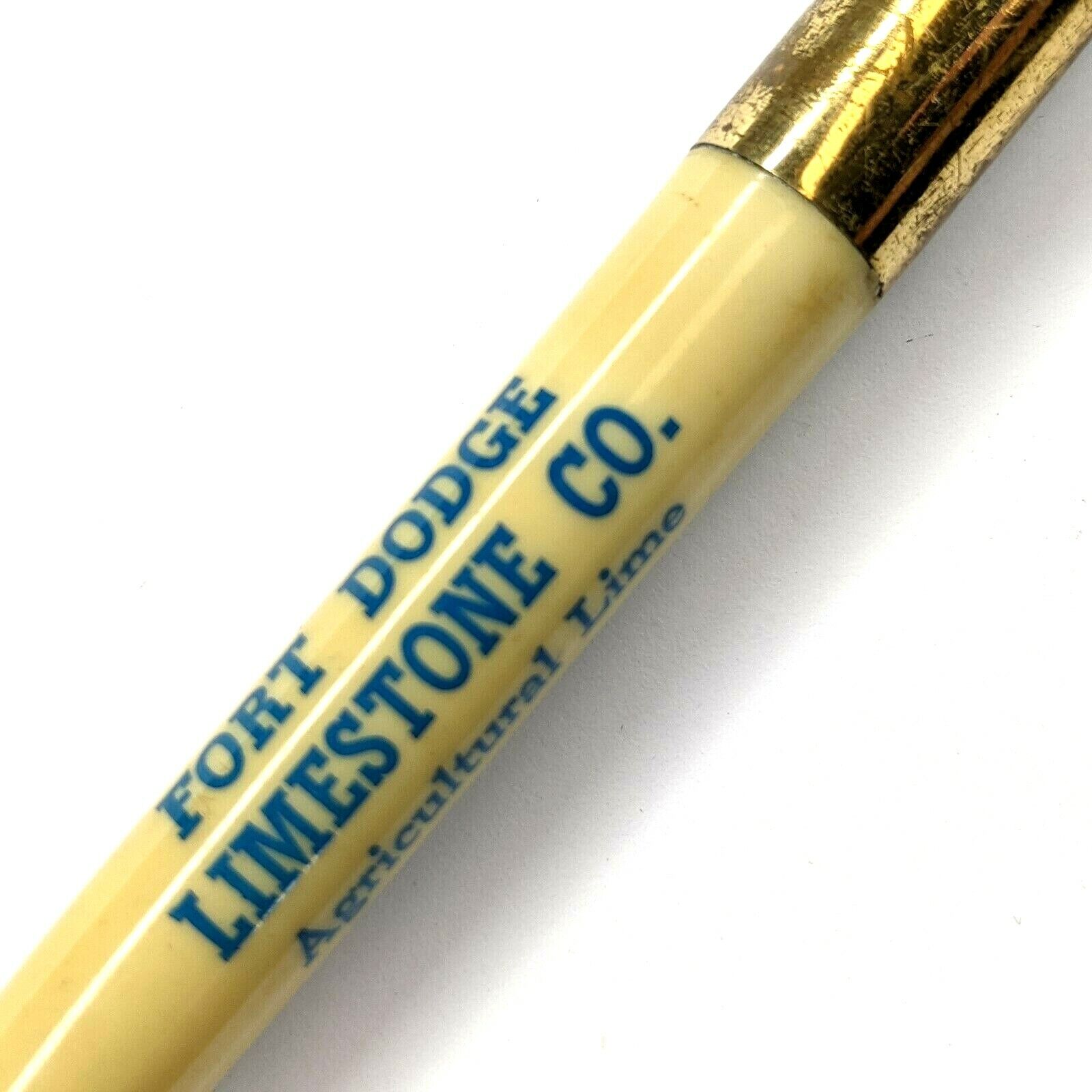 c1950s Fort Dodge Iowa Limestone Advertising Gold Ballpoint Pen Phone 4-0711 G22