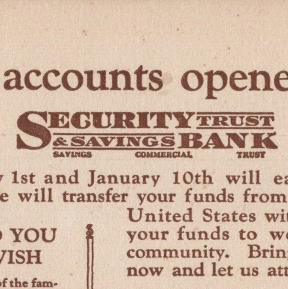 1920s Security Trust & Savings Bank Commercial Western & Santa Monica Branch