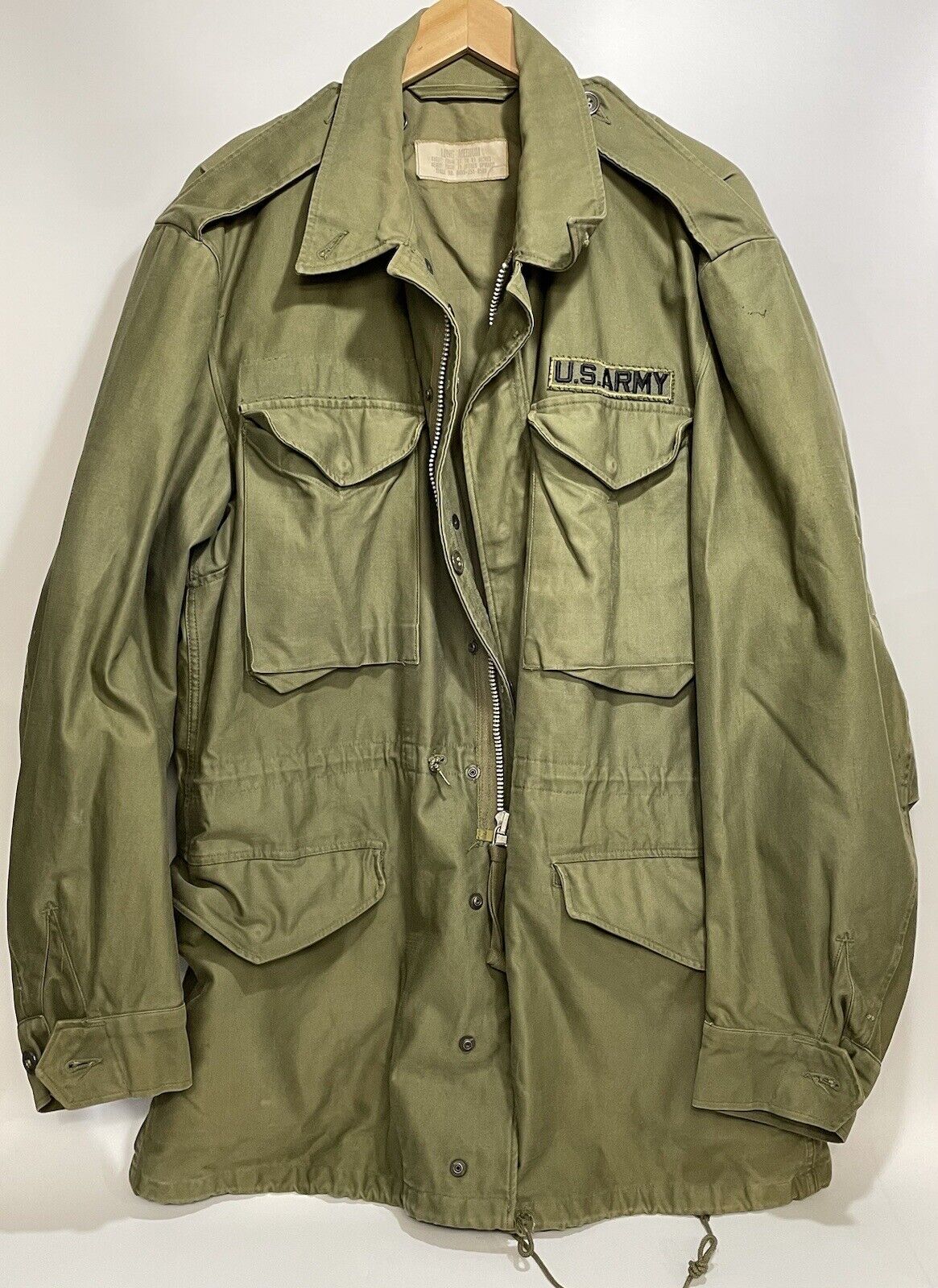 Army Field Jacket Coat Cold Weather Military OG-107 Vintage Olive Shade Green