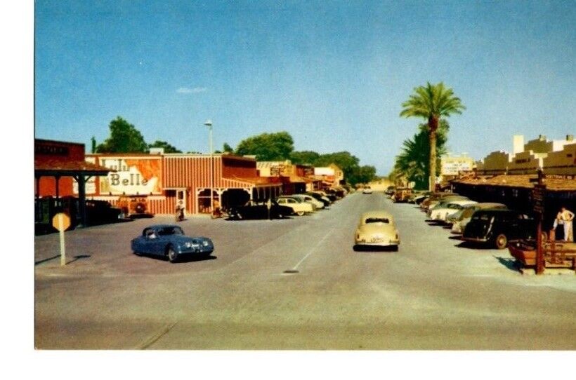 Scottsdale Arizona LuLu Belle Saloon Street View XK Jaguar c.1950 Postcard AZ 2 