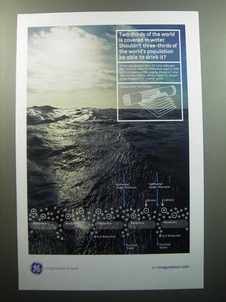 2007 GE General Electric Desalination Membrane Ad - Two-thirds of the world