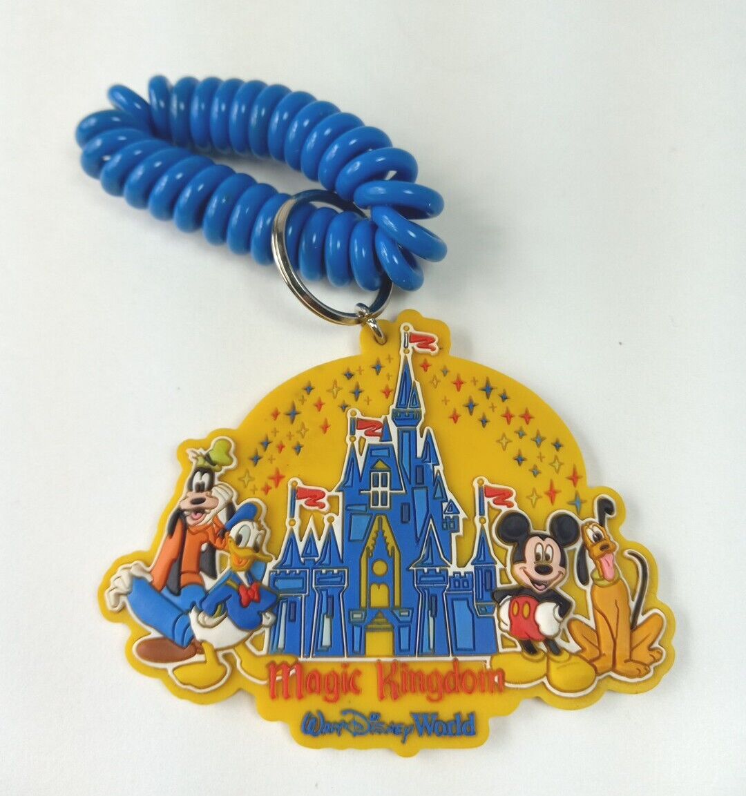VTG Walt Disney World Magic Kingdom Castle 3D Rubber Coil Keychain 2.5x3.5 90s 