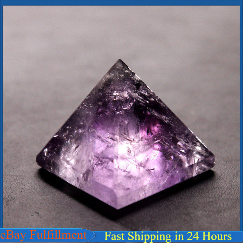 Raw Natural Amethyst Quartz Crystal Pyramid Healing Meditation Stone Tower Decor