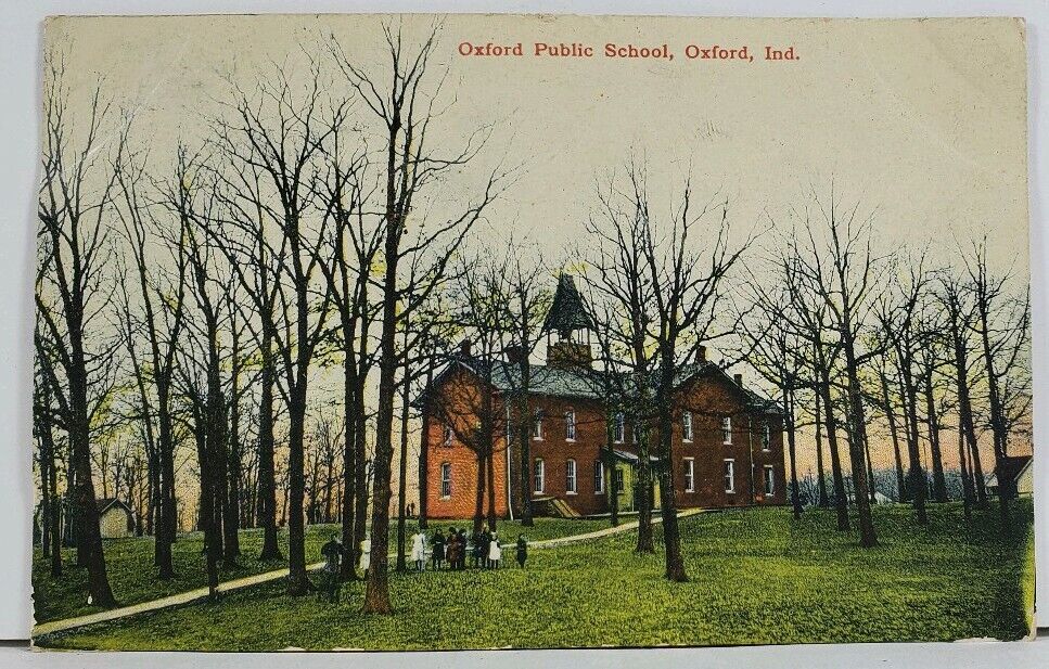 Oxford Indiana Oxford Public School 1907  Postcard L19