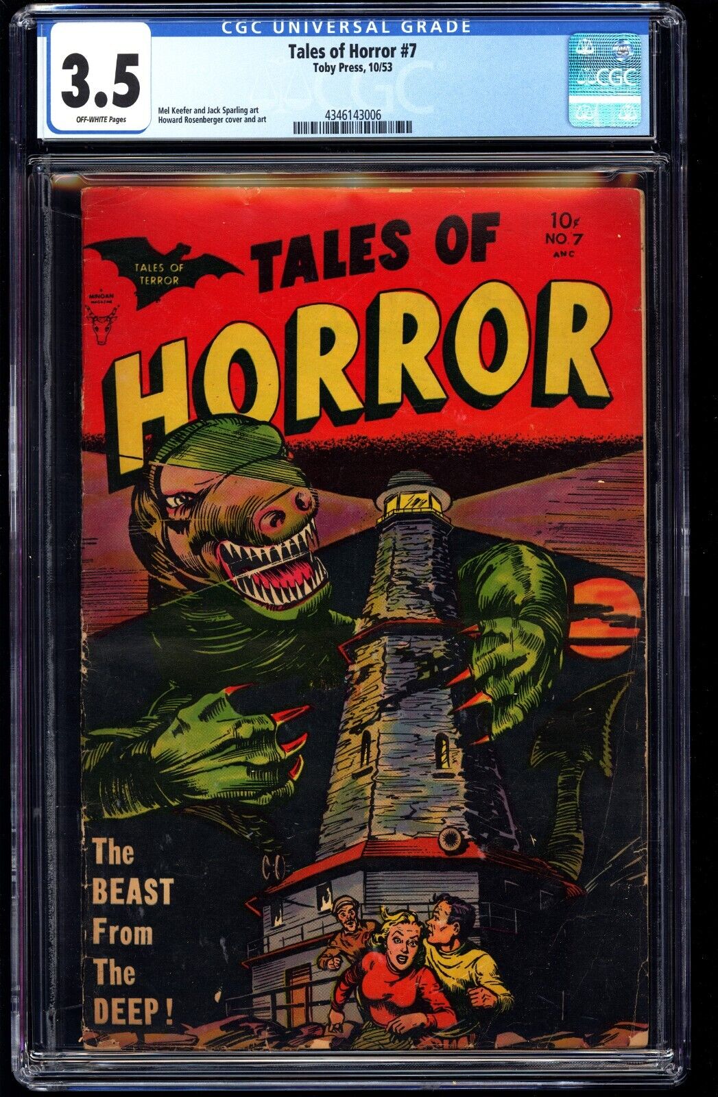 Tales Of Horror #7 CGC 3.5 Toby Press (1953) - Howard Rosenberger PCH Cover