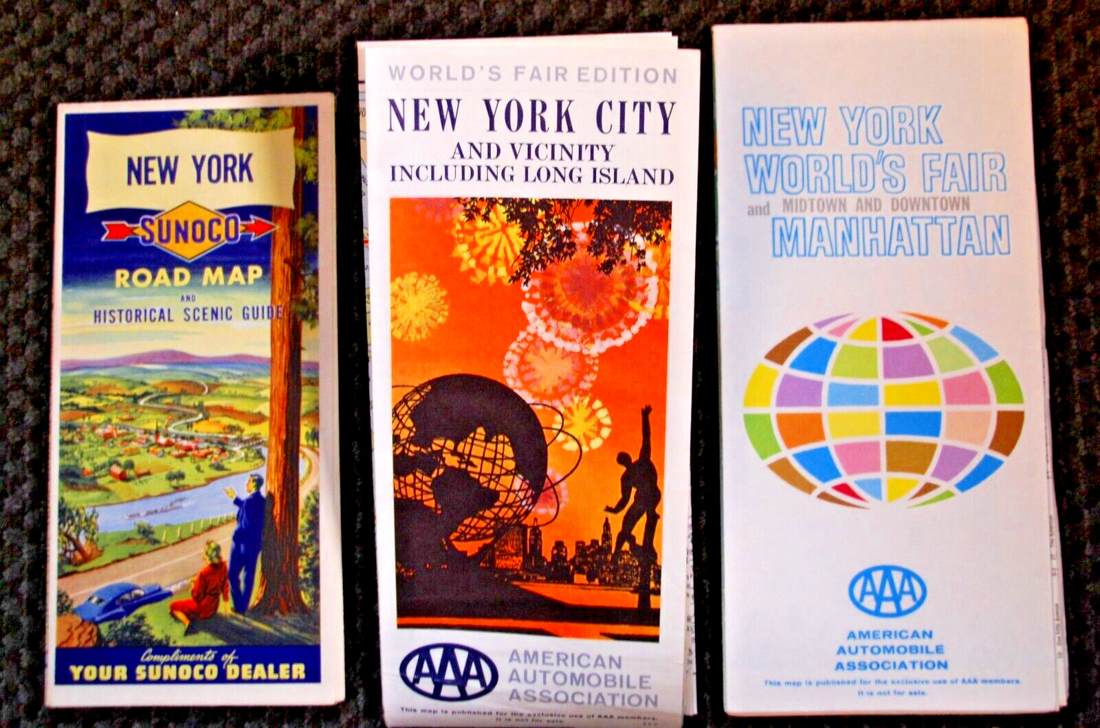 Map New York World\'s Fair 1964 Sunoco 1949 Triple AAA 1964-65