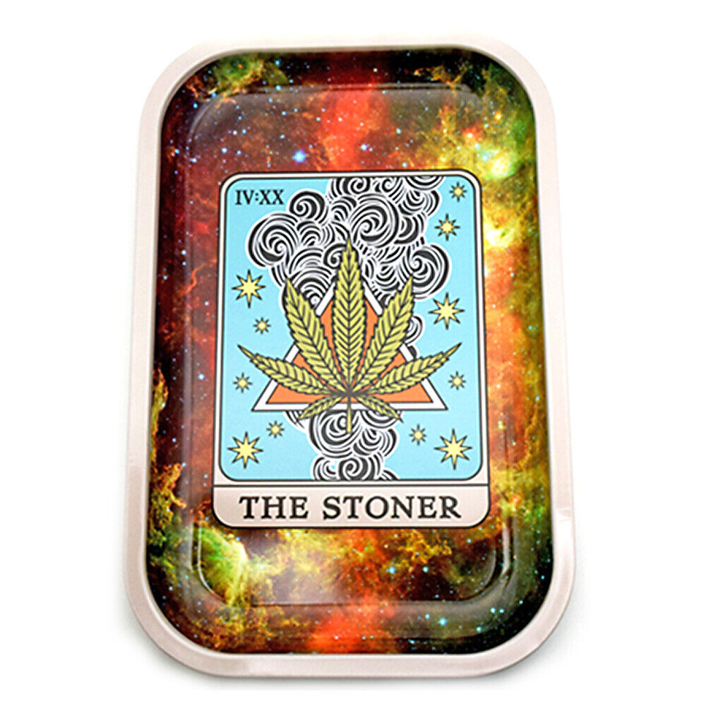 The Stoner Tarot Card Metal Rolling Tray - 11.25\