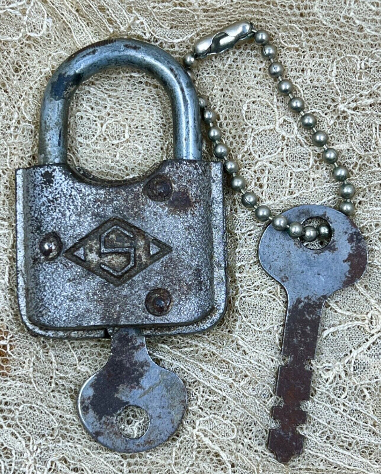 Antique Slaymaker Padlock with 2 Original Keys, Made In USA, All Original