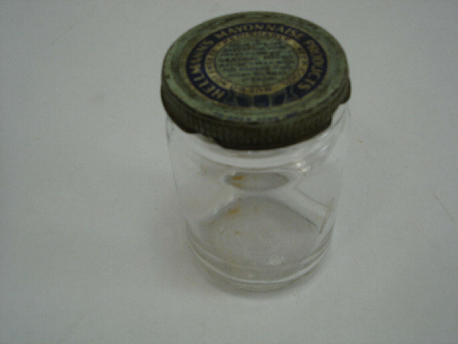Vtg HELLMANN'S MAYONNAISE General Foods Old Glass Advertising Jar W/ Lid 30's