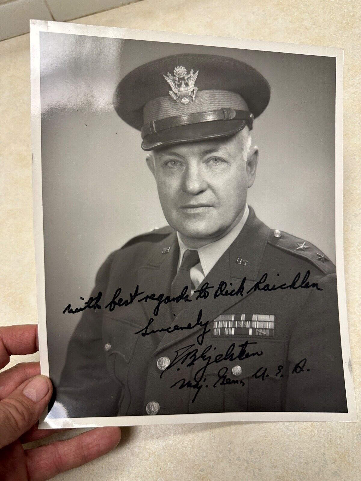 1956 Press Photo US Army Brigadier General Einar Gjelsteen - Signed