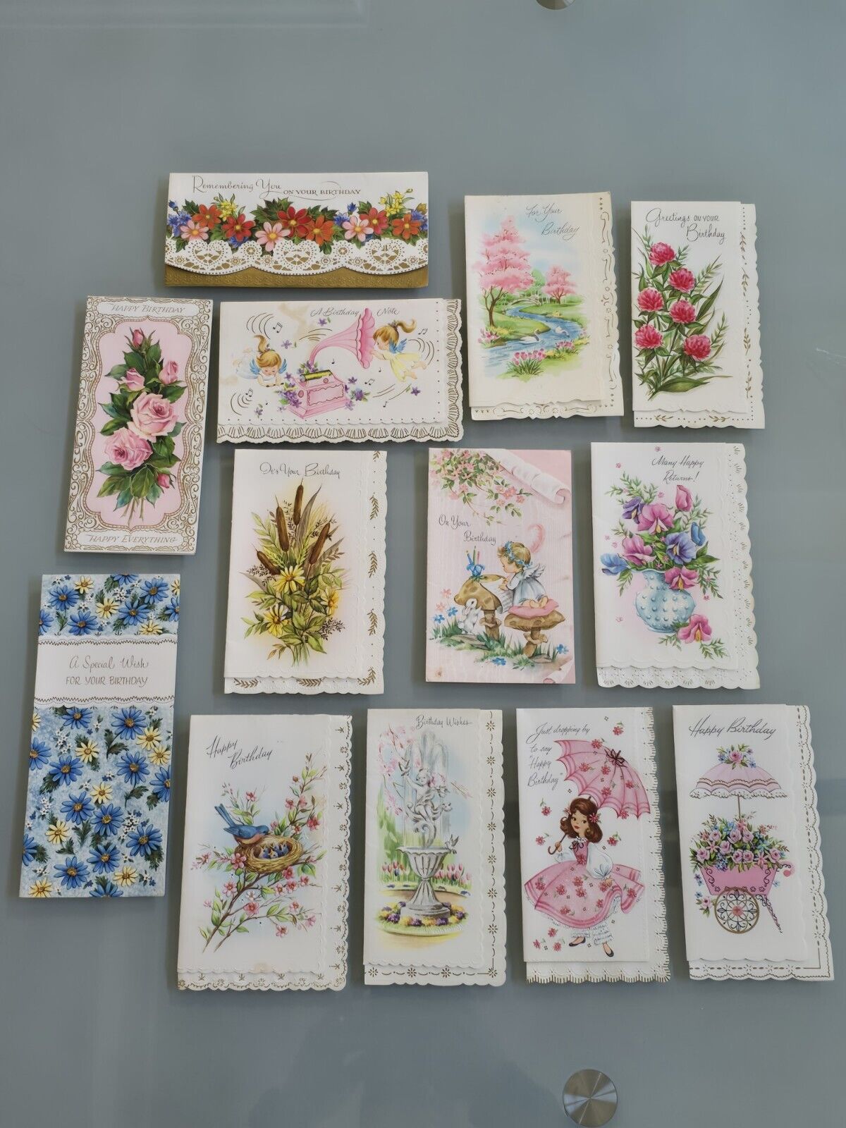 Vtg Happy Birthday greeting  cards- 1950\'s  --13 different designs