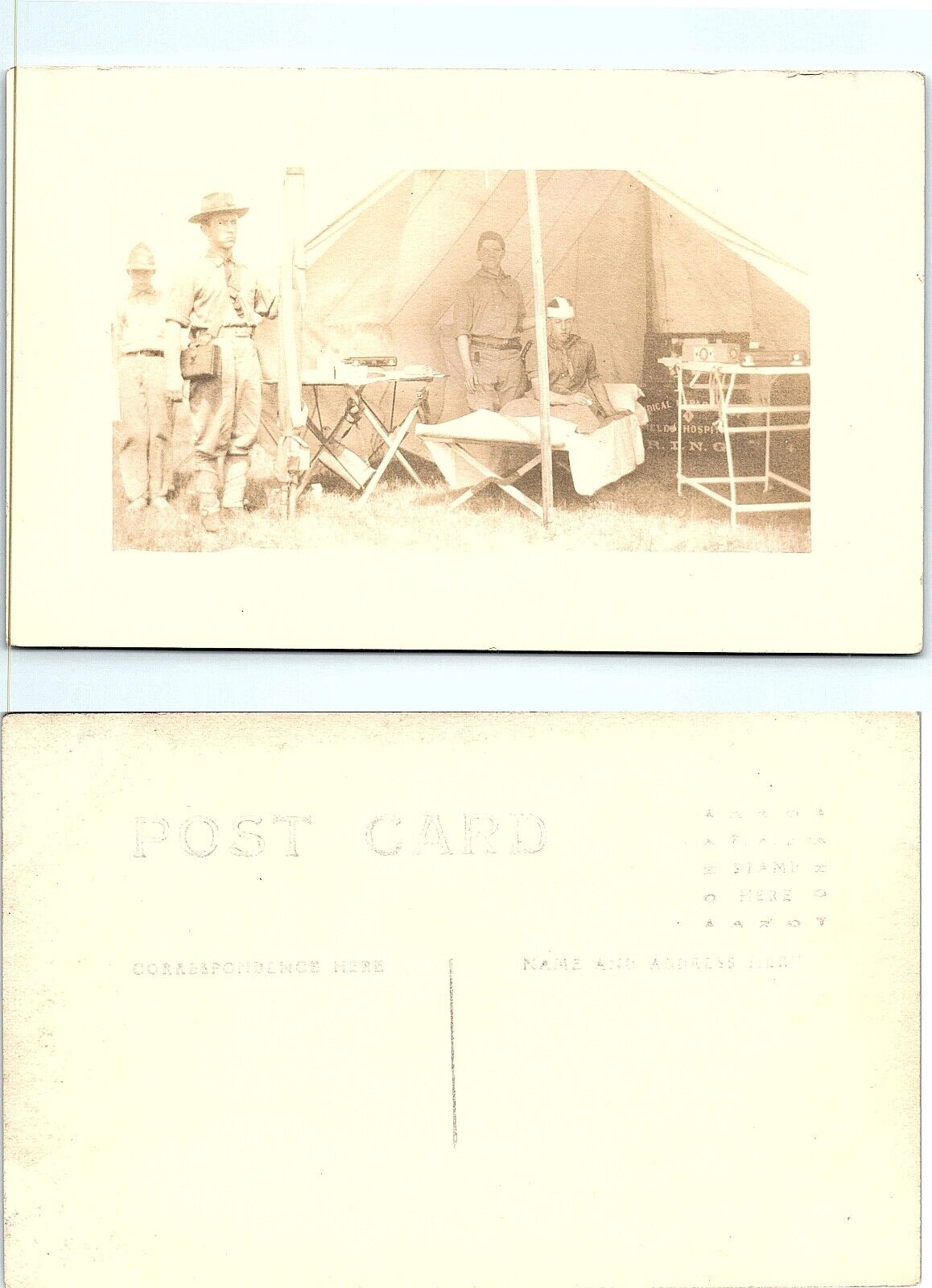 Soliders in Camp Medical/Field Hospital RPPC WWI