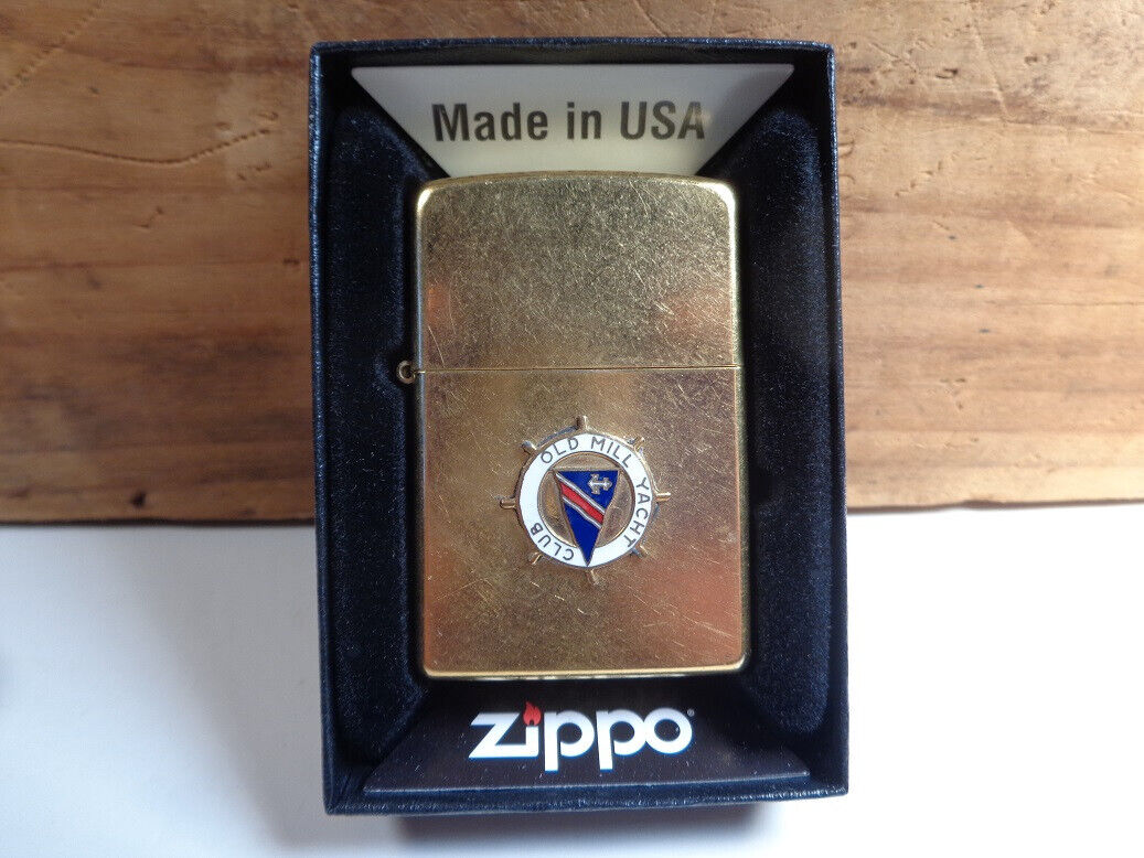 ZIPPO LIGHTER - OLD MILL YACHT CLUB - BRUSHED BRASS - YACHTING SAILING BOATING