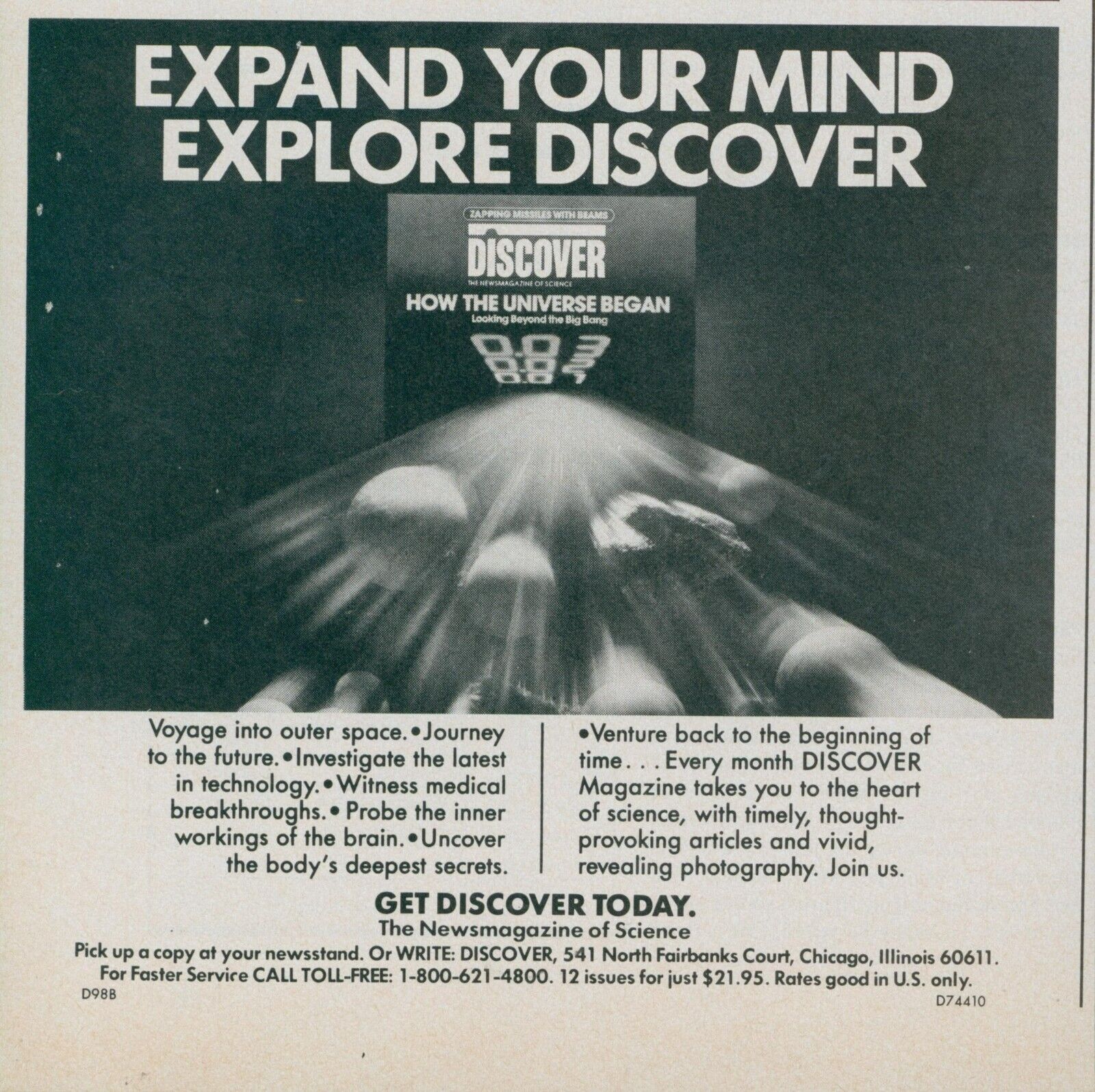 1984 Discover Magazine Subscription Offer How Universe Began Vtg Print Ad SI6