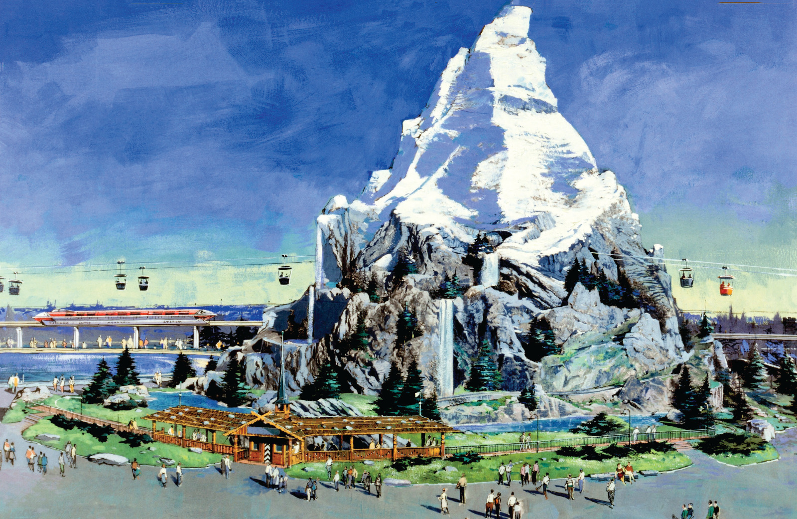 Fantasyland Matterhorn Bobsleds Disneyland Sky Buckets Monorail Retro Poster