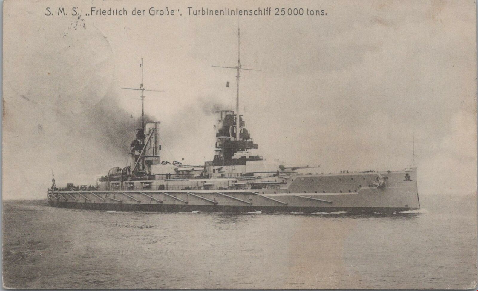 Postcard Ship SMS Friedrich Der Grobe 1912