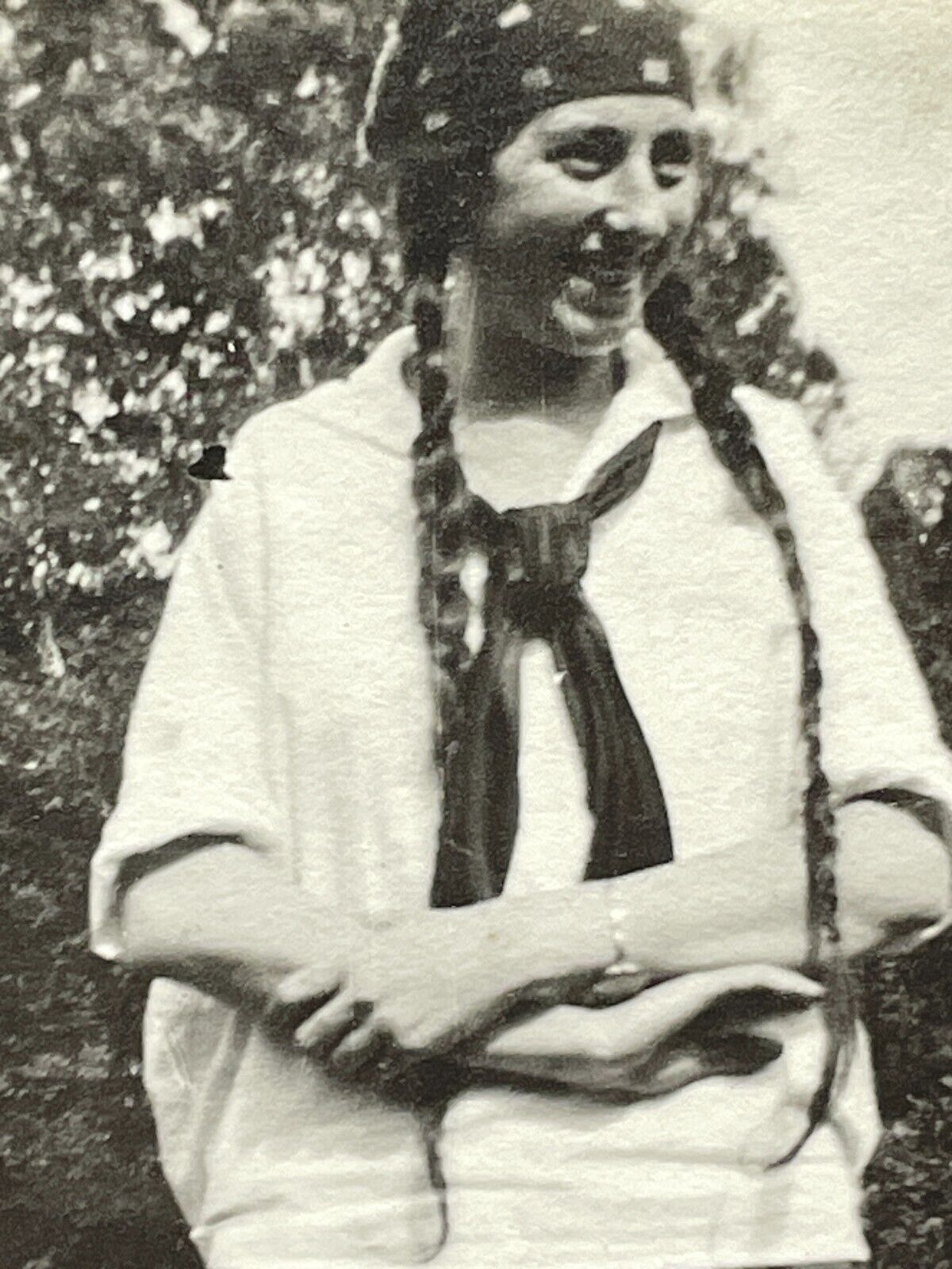 SE Photograph Woman Braided Handkerchief 1910-20\'s