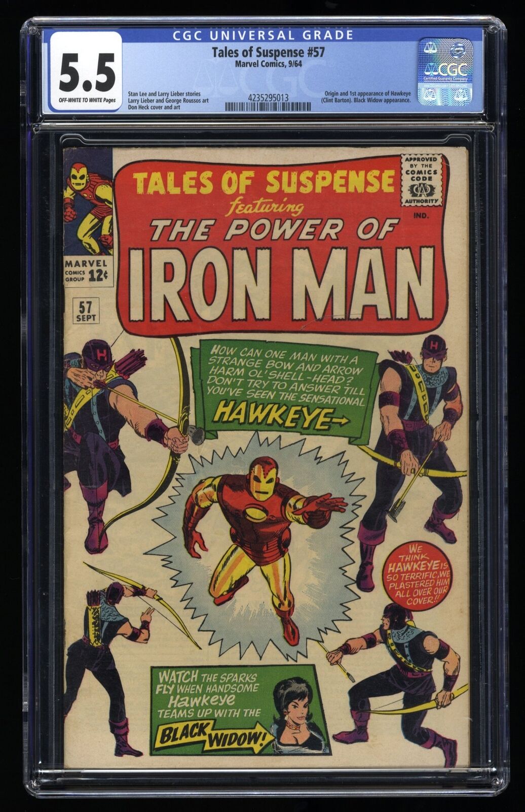 Tales Of Suspense #57 CGC FN- 5.5 1st Appearance of Hawkeye Marvel 1964