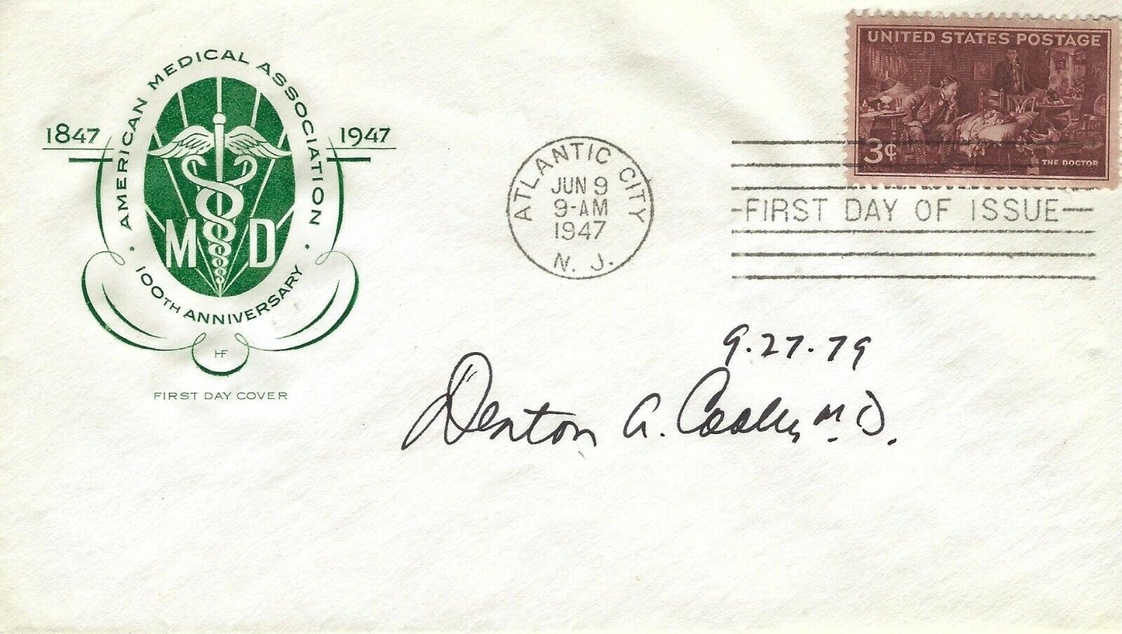 Denton Cooley signed Medical Assoc. FDC Surgeon 1st Implant of Artificial Heart