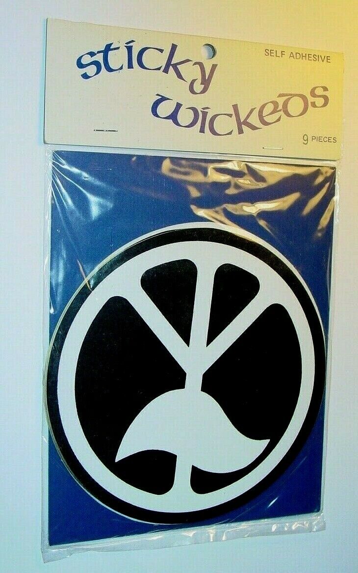 STICKY WICKEDS VINTAGE 1960\'s HIPPIE PEACE SIGN DECALS BLK & WHT COLLECTIBLE 9x