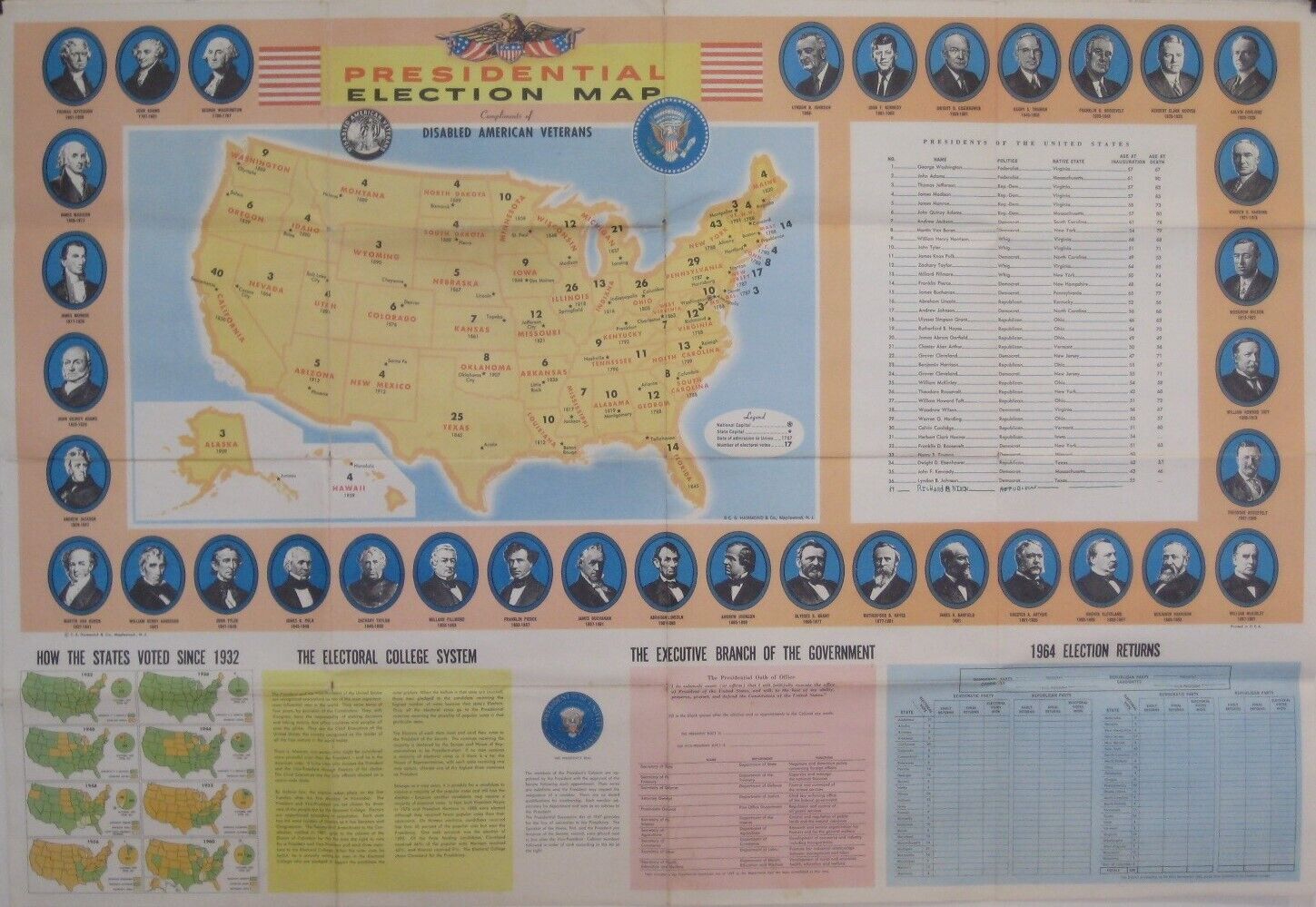 Hammond 1964 PRESIDENTIAL ELECTION MAP Johnson vs Goldwater Electoral College