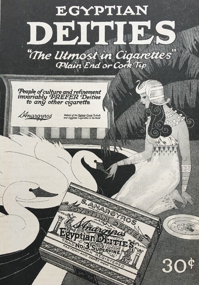 Antique 1919 Egyptian Deities Cigarette Advertisement Print Ad 