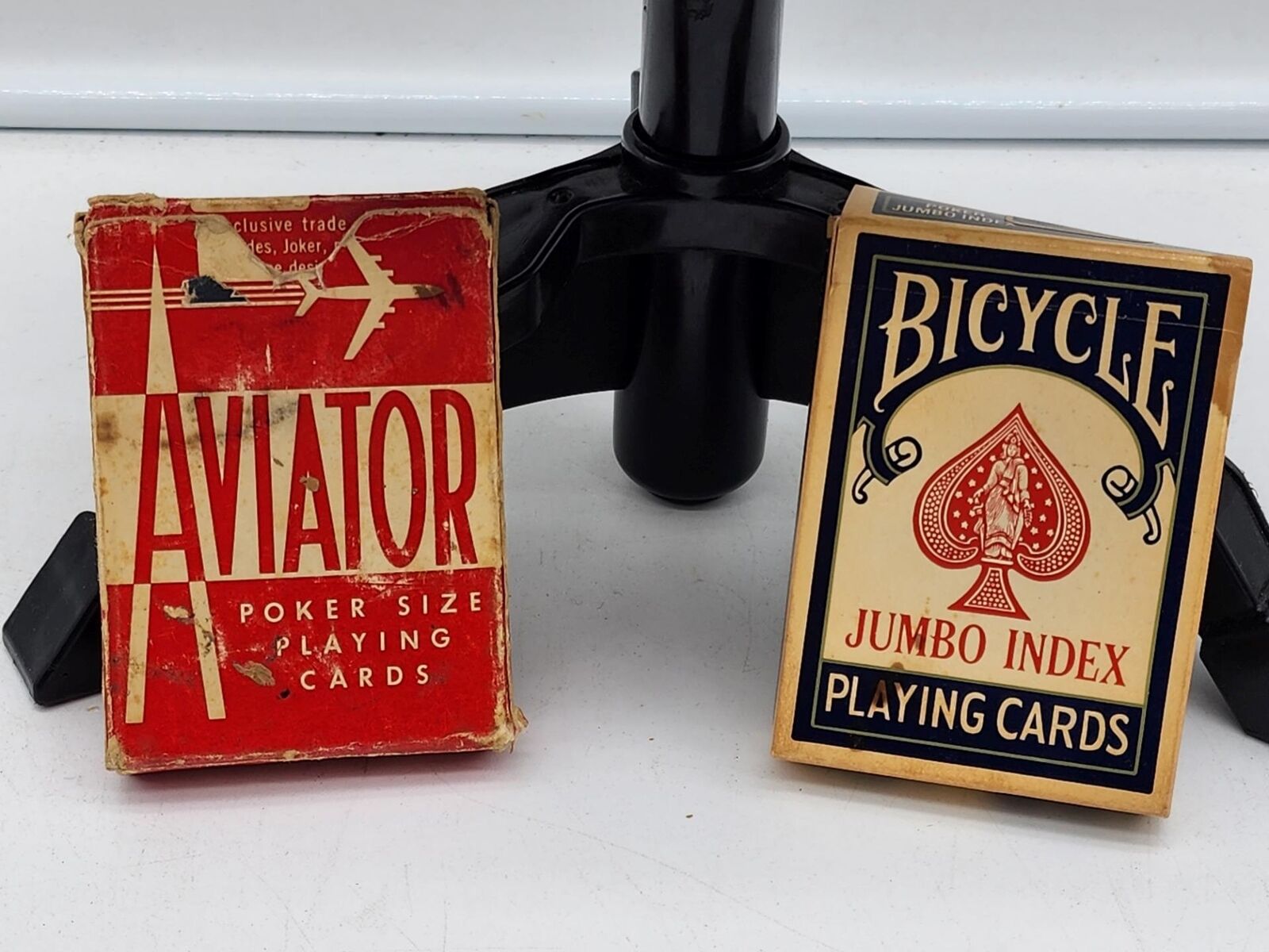 AVIATOR POKER SIZE PLAYING CARDS RED AND BLUE 2 DECKS ONE JUMBO